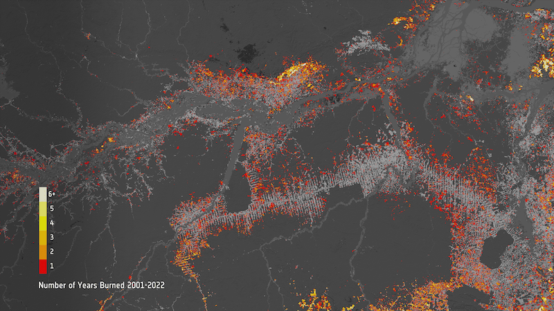 2001-2022-burned-area-count based on the historic satellite (source ESA CCI Fire project)